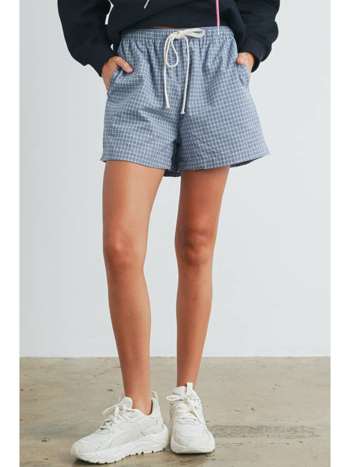 BUTTERMELON - Wholesale Shorts – Women’s - Elastic Drawstring Check Boxer Shorts - BMP745019