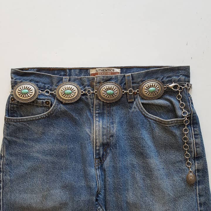 Axesoria West - Wholesale Belt - Women's - Women's Western Oval Concho Chain Belt with Stones