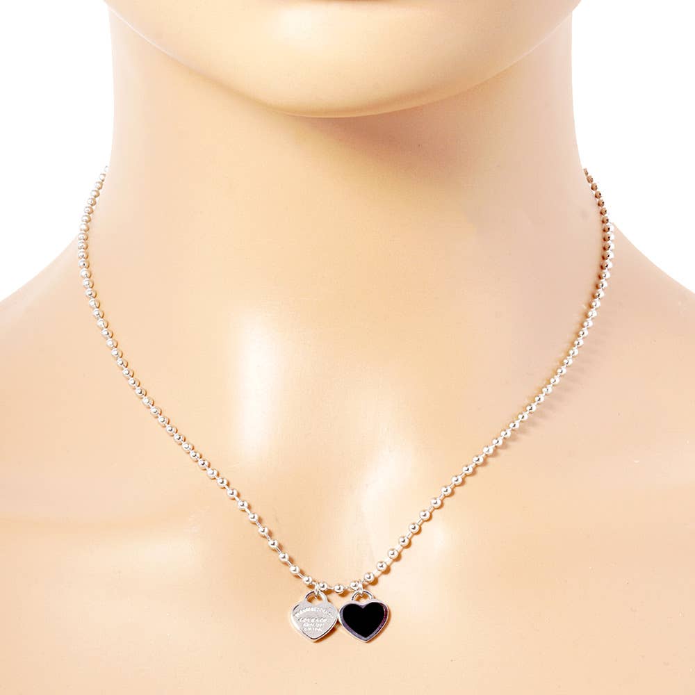 Sensibling Corp. – wholesale Pendant/charm necklace – Gold Dipped Double Heart Pendant Bubble Chain Necklace
14