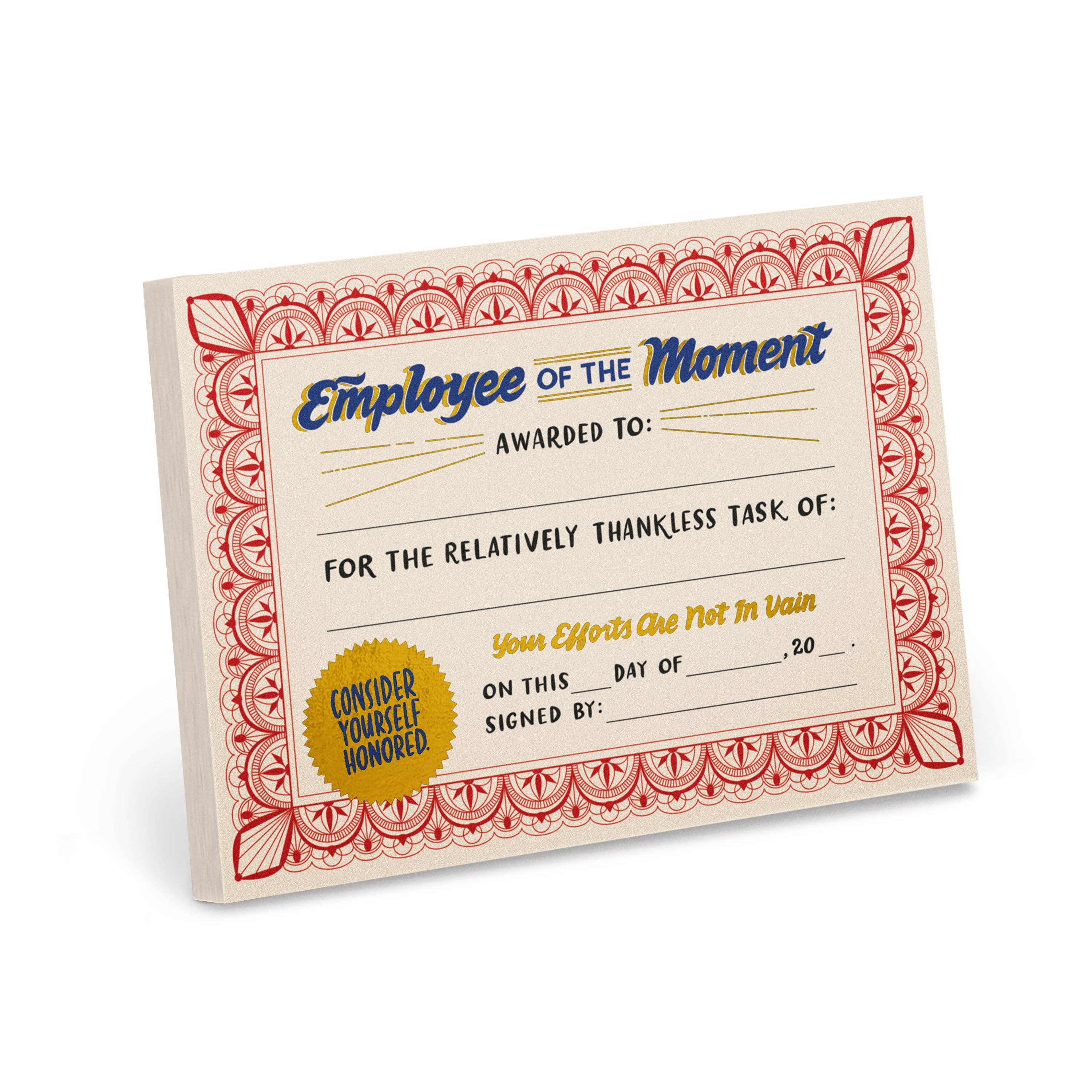 Abrams & Chronicle Books – wholesale Notepad – Em & Friends Employee of the Moment Certificate Notepads (New Version) (Notepad/Sticky Notes)