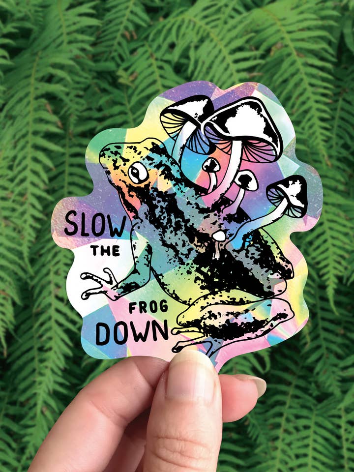 Ralentissez la grenouille - Attrape-soleil créateur d'arc-en-ciel crapaud champignon pour la vente par Crafted from Scratch