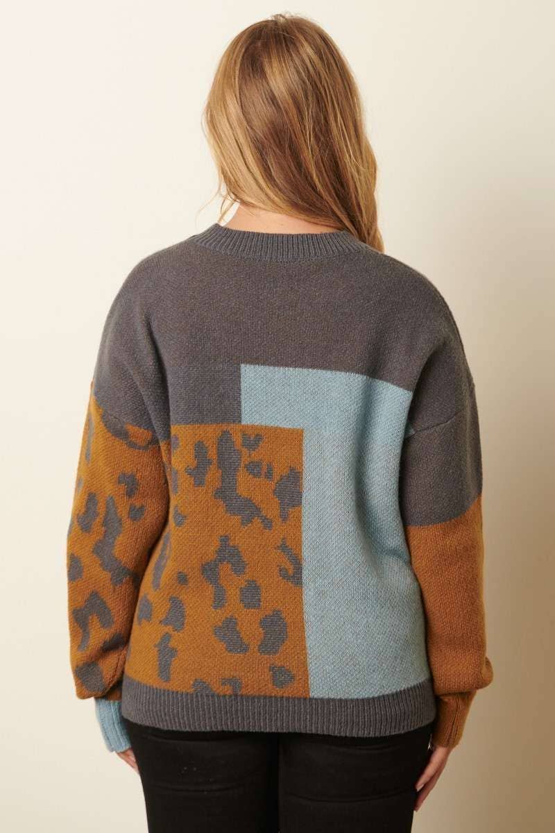 mittoshop - Wholesale Knit Sweater - Women's - PLUS ANIMAL PRINT COLOR BLOCK SWEATER8