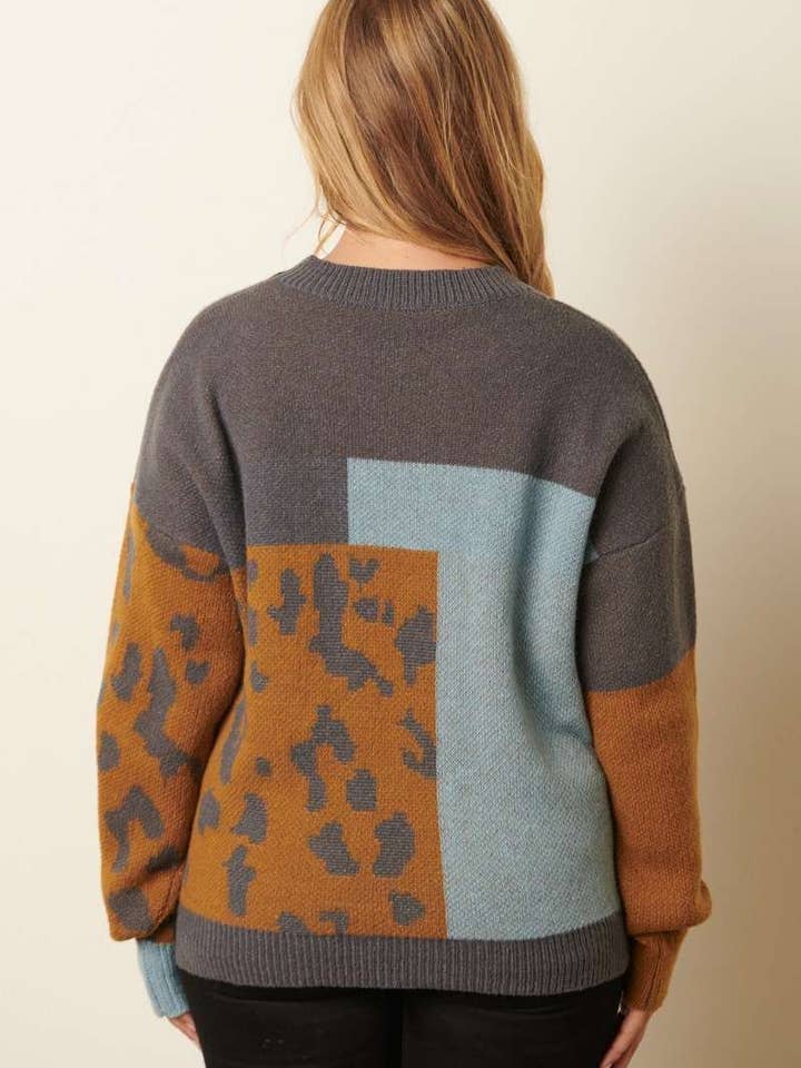 mittoshop – wholesale Knitted jumper – Women′s – PLUS ANIMAL PRINT COLOR BLOCK SWEATER8