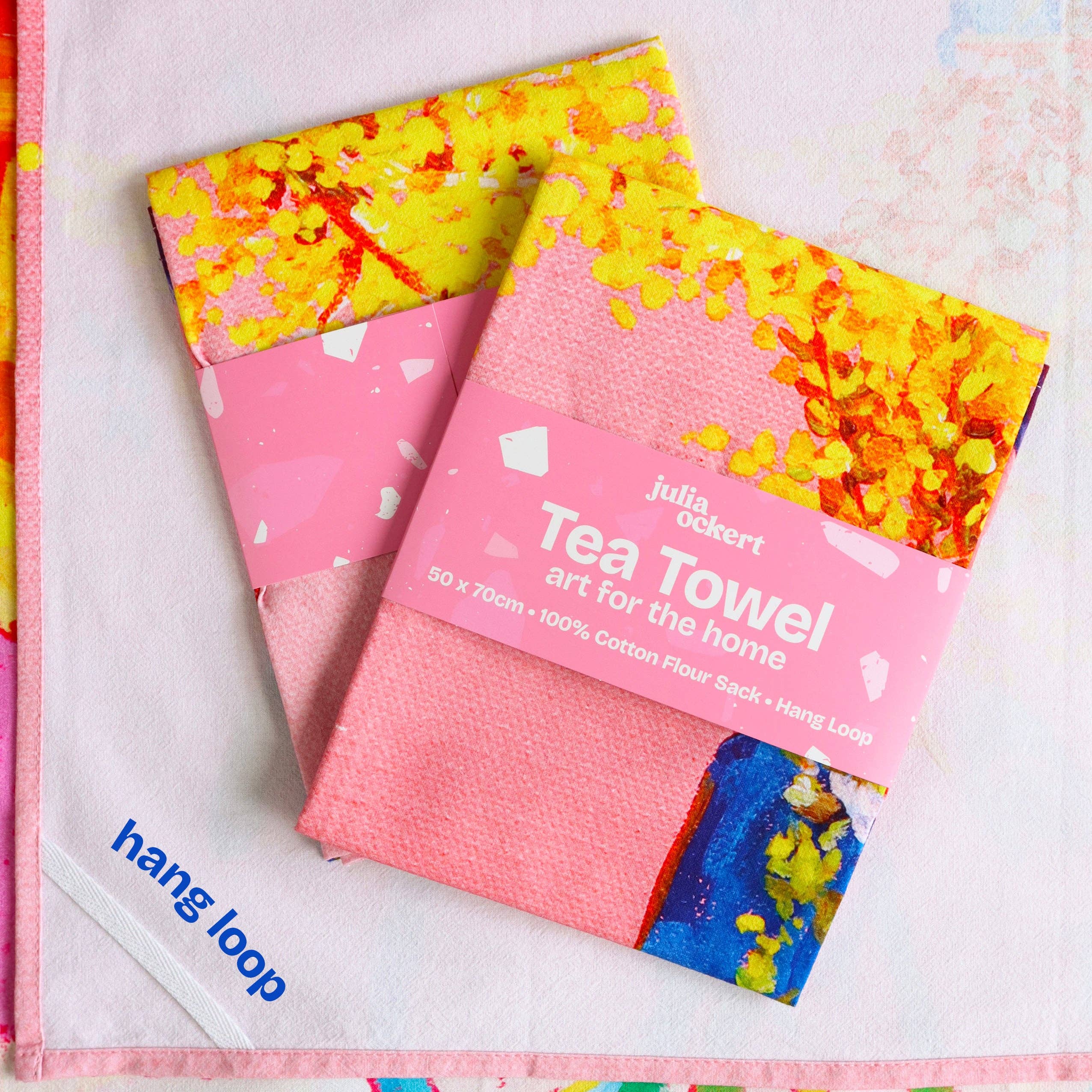 Julia Ockert - Wholesale Tea Towel - Pink Wattle Tea Towel - Dopamine Decor - Fun Giftable Decor2