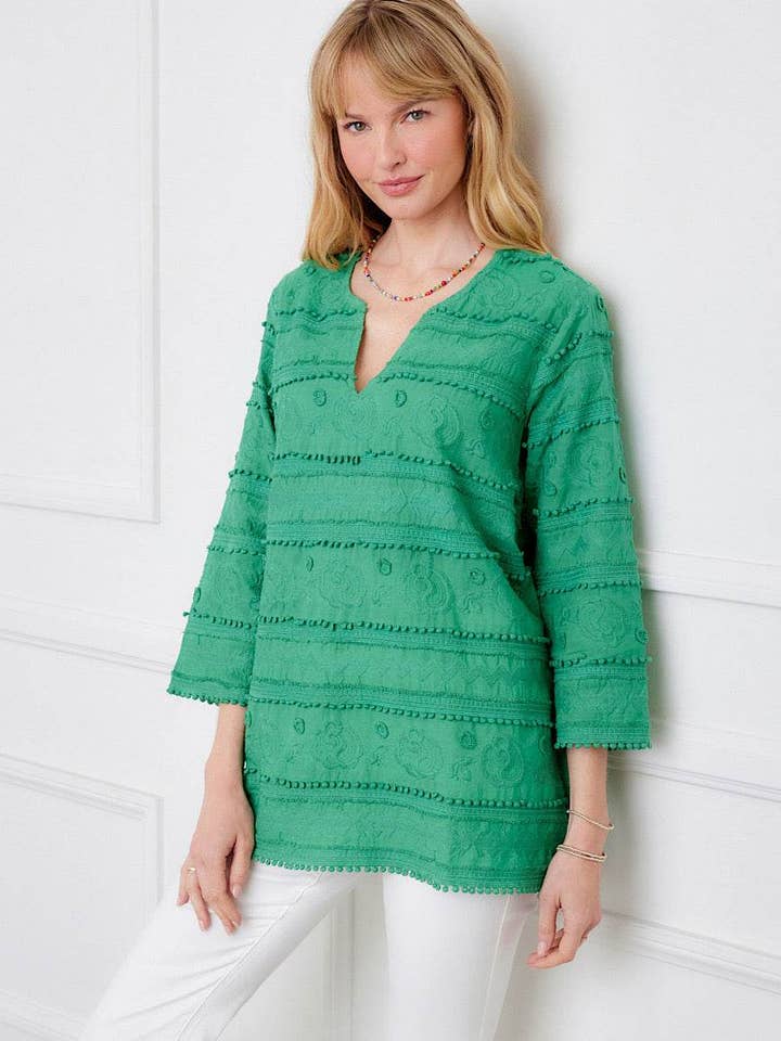 3/4 Sleeve Embroidered Tunic for wholesale by Karen Kane