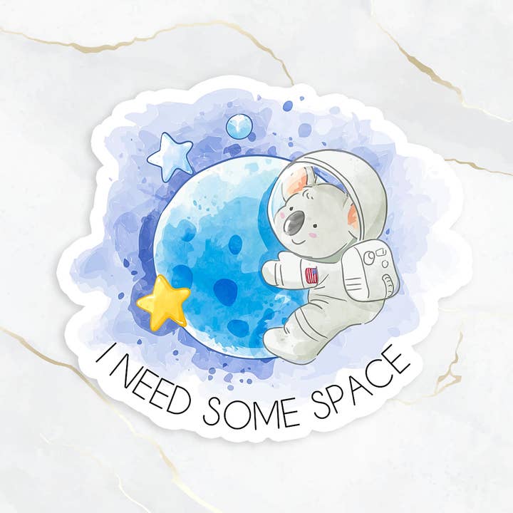 I Need Some Space Sticker 3x2.7 inch, Die cut Sticker, Sticker Flake, Laptop Sticker, Planner Sticker,Me Time,Personal Space,Glitter Sticker for wholesale by Art Tales Studio