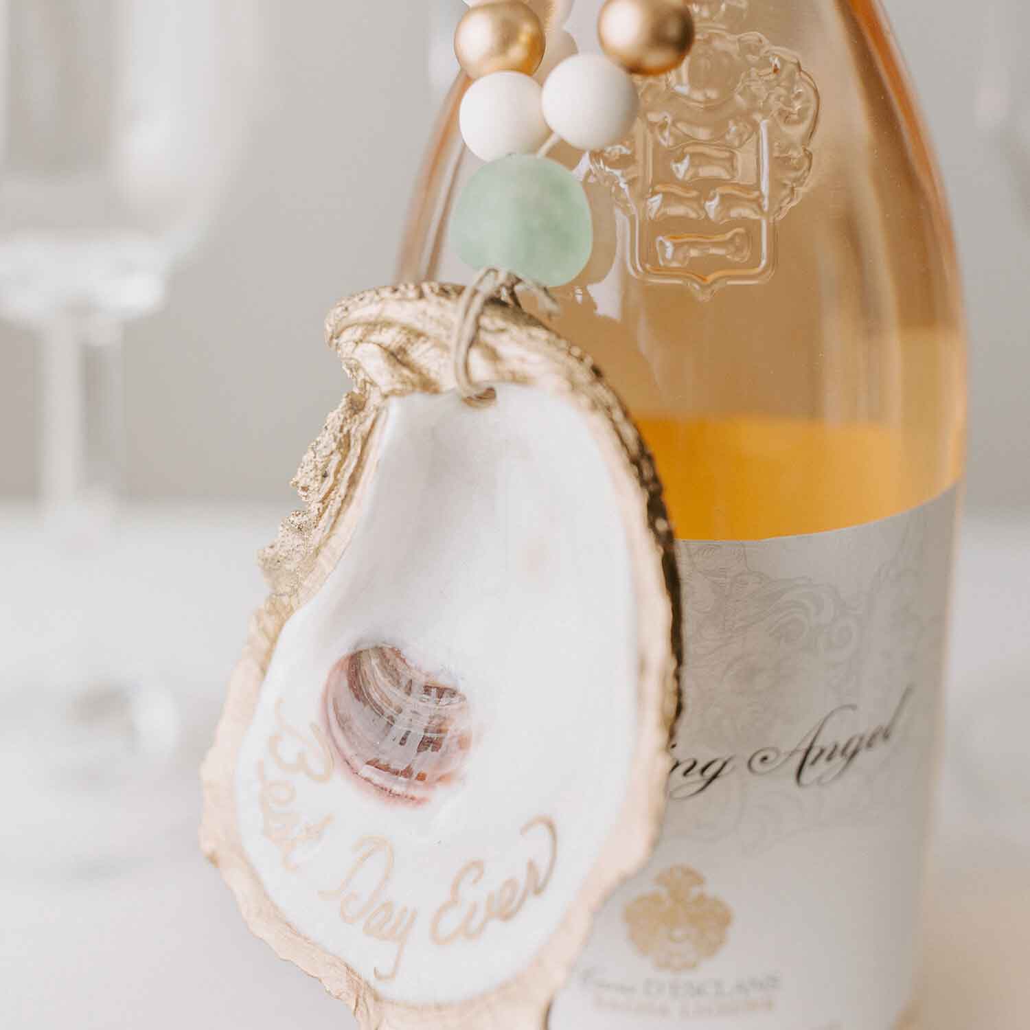 Grit and Grace Studio - Wholesale Ornament - Customized Oyster Ornament / Napkin Ring (Gold Inscription)5