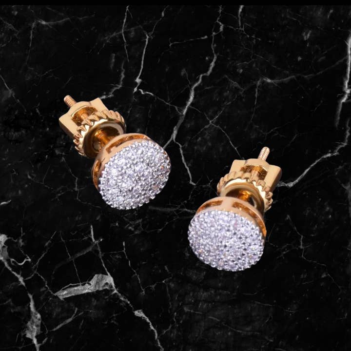 Drip Culture - Wholesale Stud/Post Earrings - 18K Gold Diamond Circle Earrings
