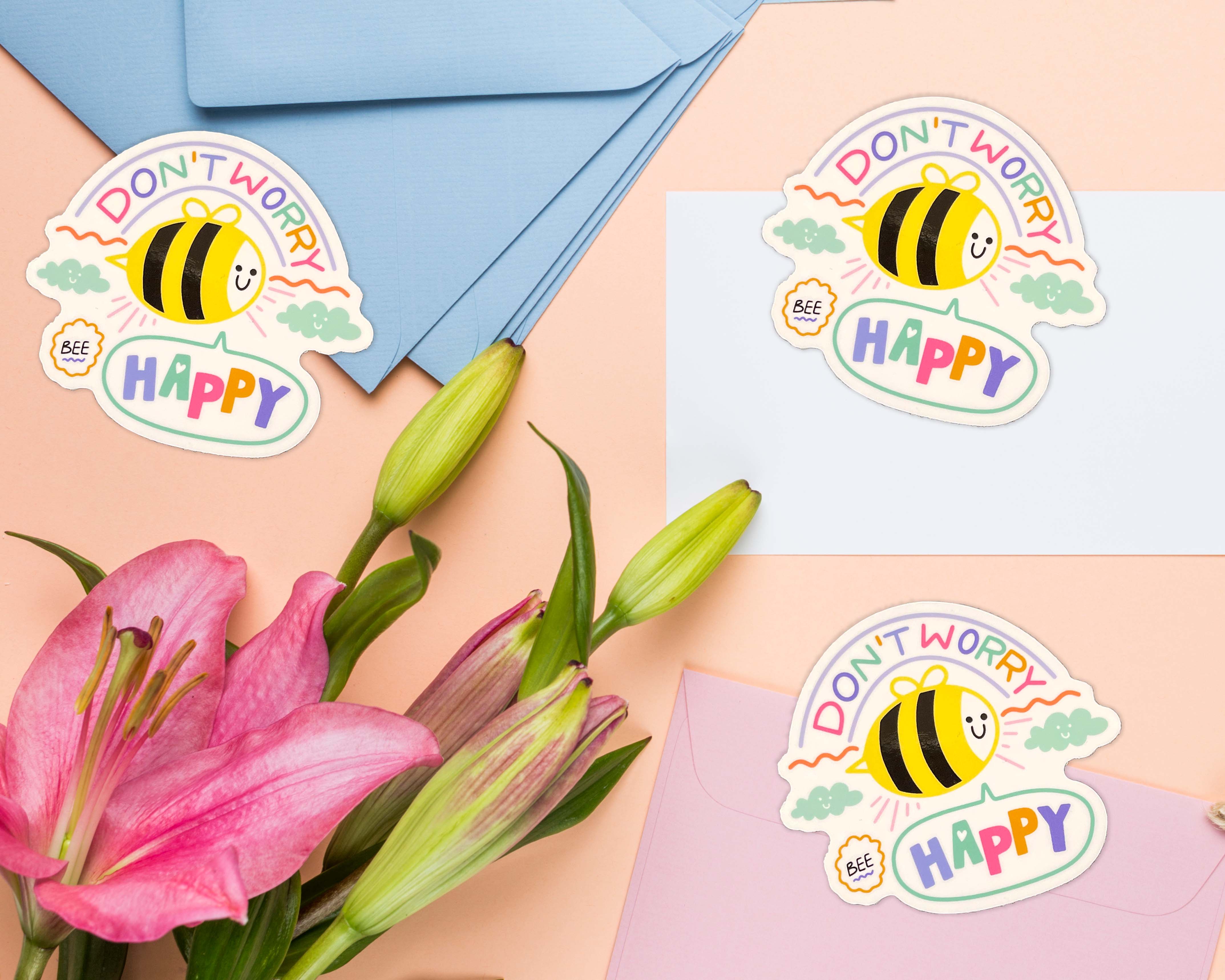 Neha Lee Designs - Wholesale Sticker - Don't worry bee happy handmade glossy sticker8