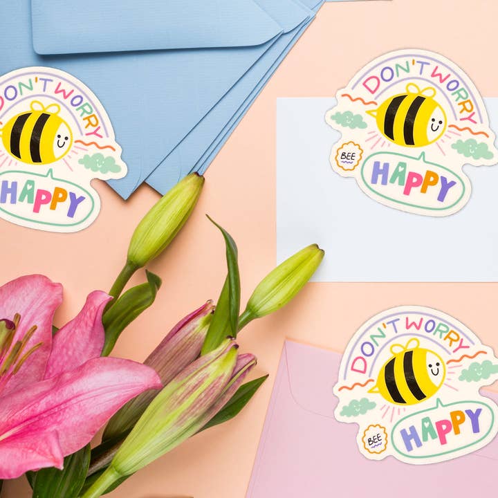 Neha Lee Designs - Wholesale Sticker - Don't worry bee happy handmade glossy sticker8