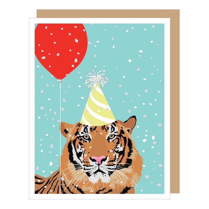 Cartão de aniversário Tiger + Red Balloon por atacado de Apartment 2 Cards