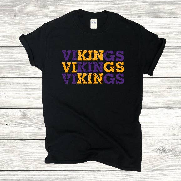 Triple Minnesota Vikings Tshirt for wholesale by Kniefel Kreations