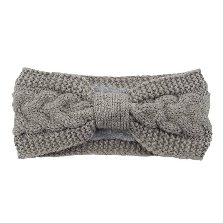 MKS America - Wholesale Fashion Headband - Women's - Plain Cable Knit Bow Head Wrap Thermal Fleece headband20