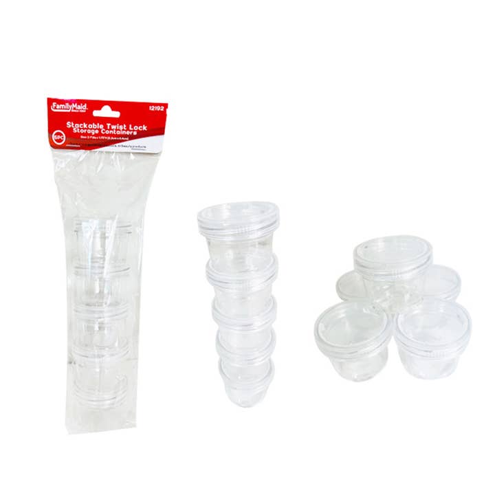 Twist Lock Containers 2.1" diameter x 1.75" height 5 pack for wholesale by Deluxe Import Trading
