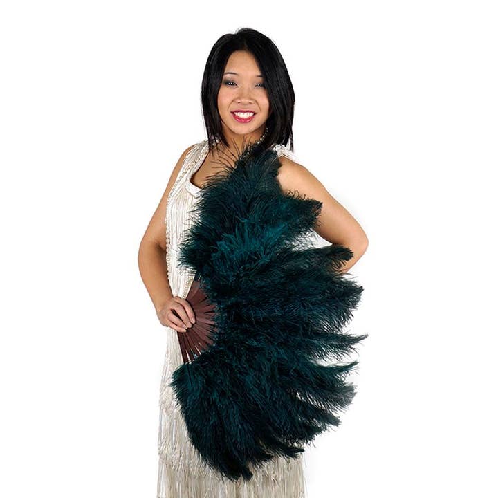 Ostrich Floss Feather Fan - Teal for wholesale by Zucker Feather Products