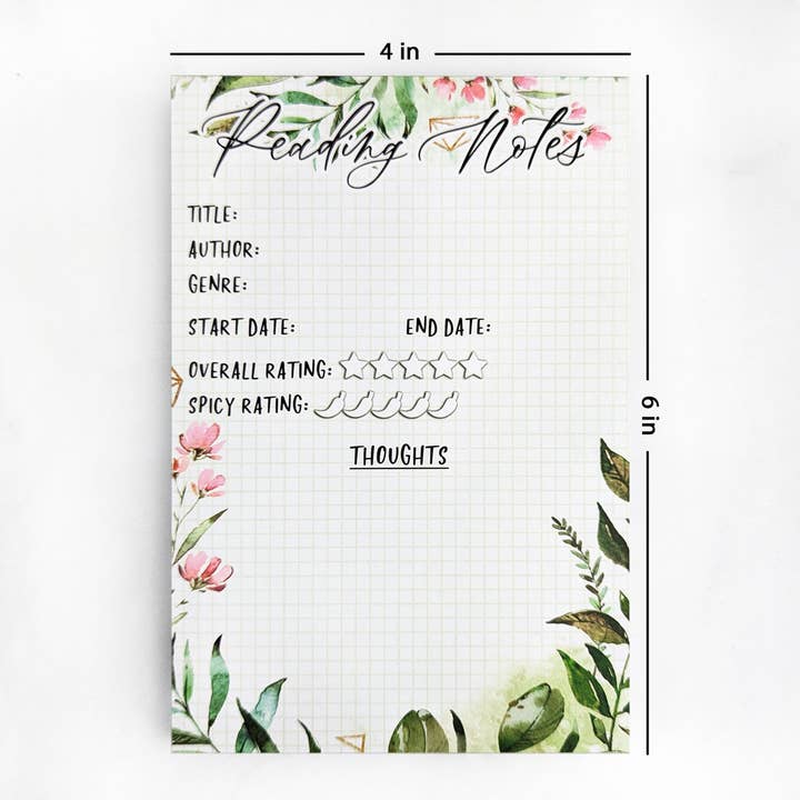 Bloc-notes de lecture, 4 x 6 pouces - Bloc-notes Bookworm - Greenery pour la vente par Aphrodite Bookclub