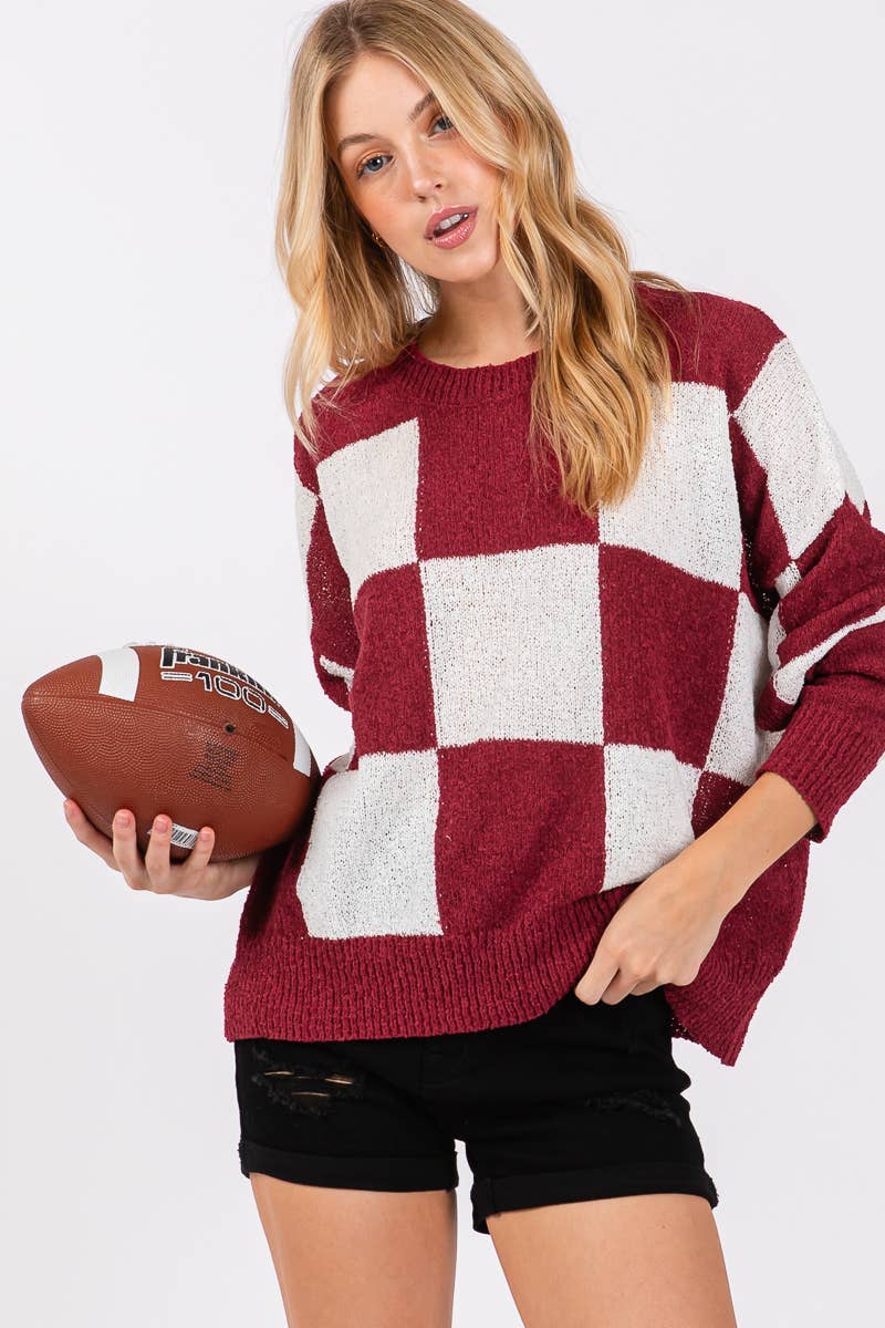 Sewn and Seen - Wholesale Knit Sweater - Women's - CHECKER SWEATER TOP 17