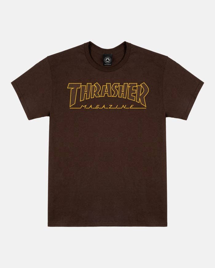 Wholesale Thrasher Skate Mag Outline Logo T-shirt Dark Brown for