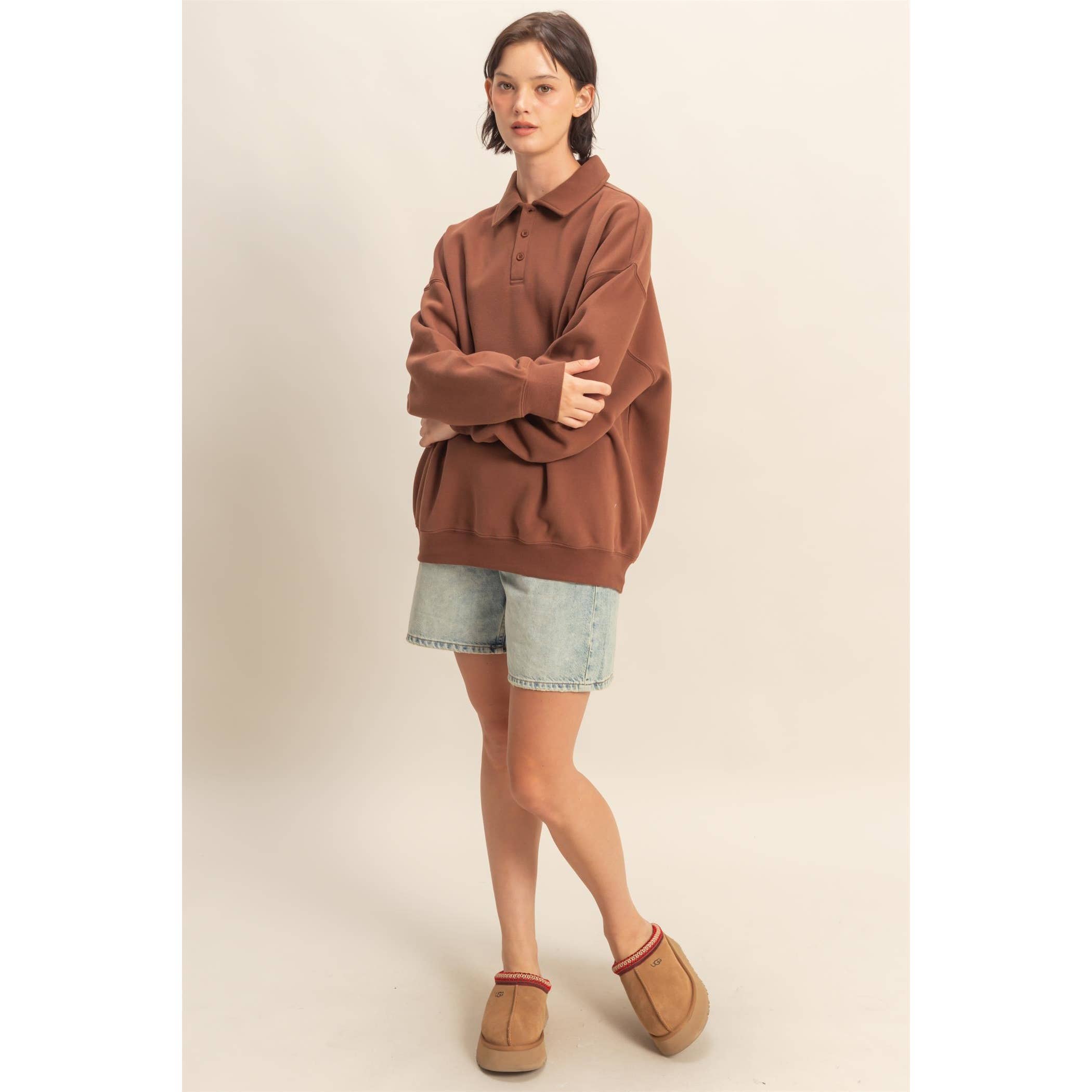 HYFVE - Wholesale Sweatshirt - Women's - Oversized Polo Collared Pullover15