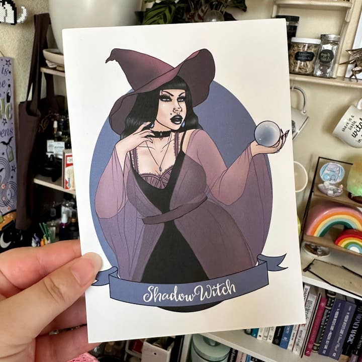 Stampa d'Arte Strega dell'Ombra - 8x10" e 5x7" per la vendita all'ingrosso da parte di Rainbow Coven Designs