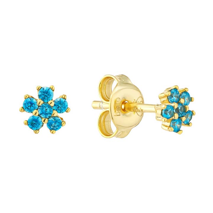 Blauwe bloem studs voor wholesale door Belle By Elle