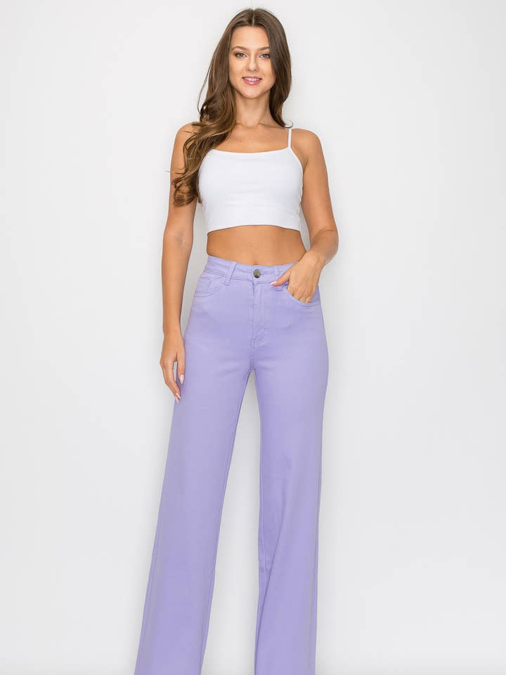 JEANS LVB-200 LILLA A VITA ALTA ELASTICIZZATI A GAMBE LARGHE per la vendita all'ingrosso da parte di Denim Zone U.S.A.