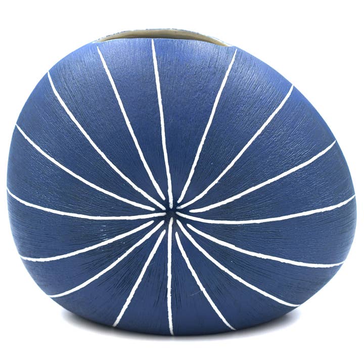 Art Floral Trading LLC - Vendita all'ingrosso Vasi - Diva Round Mini L - Blu 17 Vaso per Boccioli in Porcellana Fatto a Mano