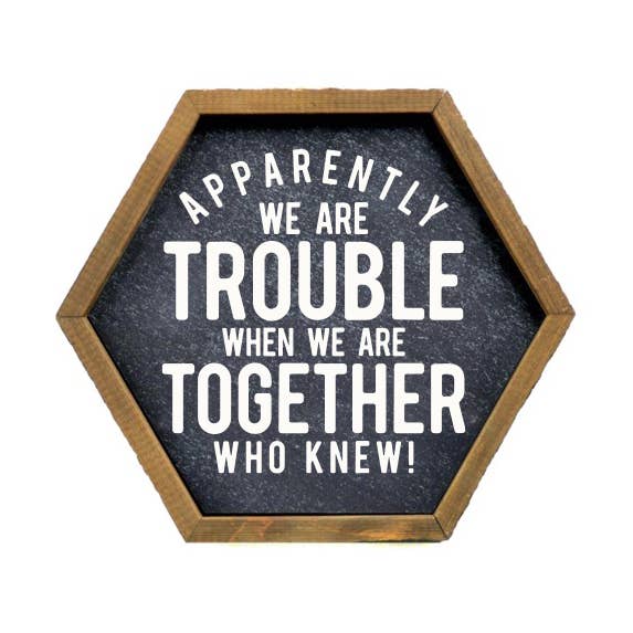 Home Accents By Driftless - Wholesale Sign - Apparently We Are Trouble - Funny Friend Gift Sign0