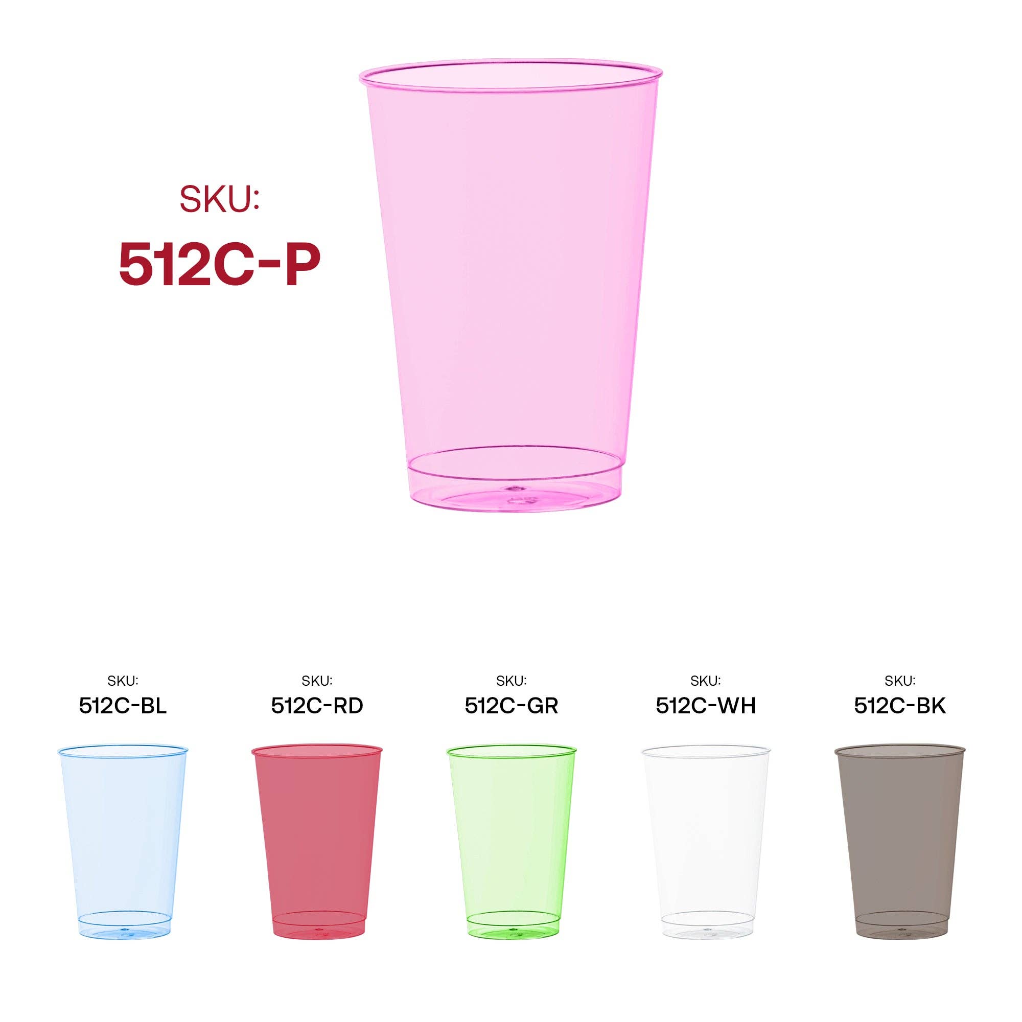 Smarty had a Party - Wholesale Disposable Cup - 12 oz. Clear Pink Disposable Plastic Party Cups - 240 pcs5