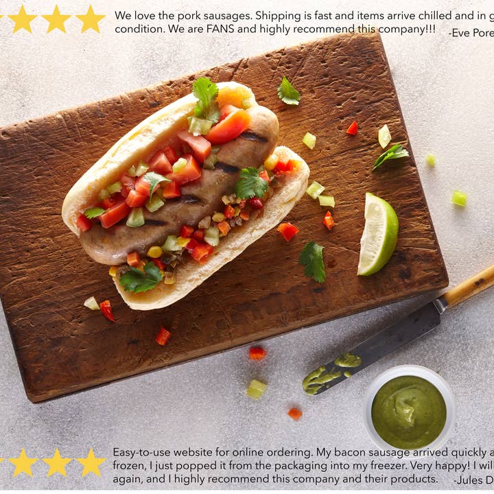 Big Fork – Großhandel Hotdogs – Bacon Hot Dogs — Packungen mit 10 x 1 Pfund pro Packung (insgesamt 80 Links)