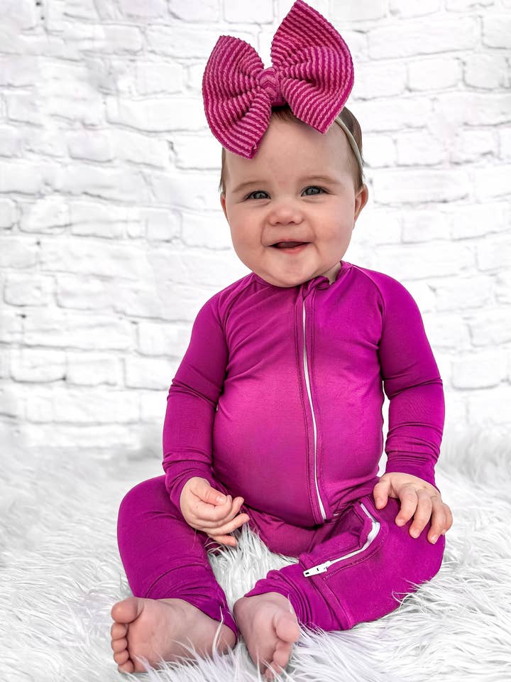 Sangria Zippered Romper for wholesale by Bamboo Babie