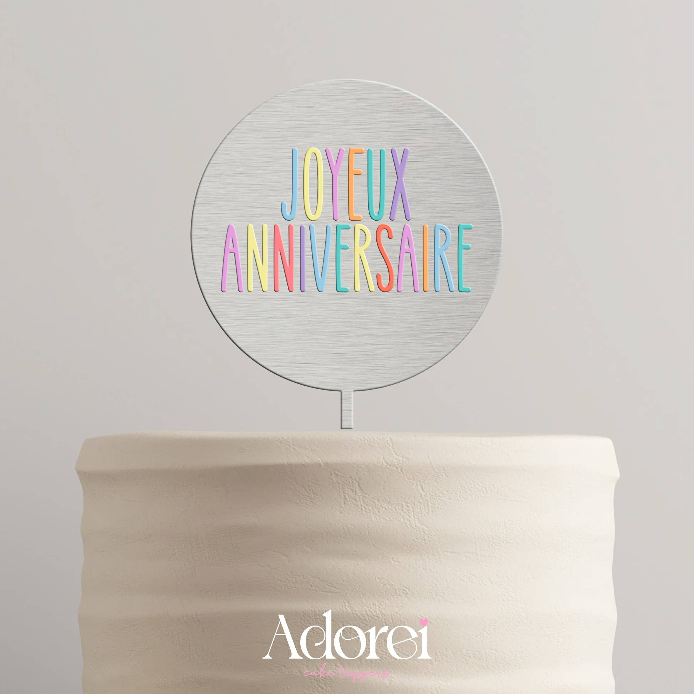 Adorei – Engroshandel Kagepynt – Joyeux Anniversaire kagepynt i MDF + Pastel Akryl3