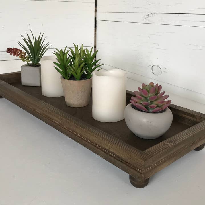 Mindy's Gazebo - Wholesale Decorative Tray - Handmade Wooden Decorative Centerpiece Shallow Tray1