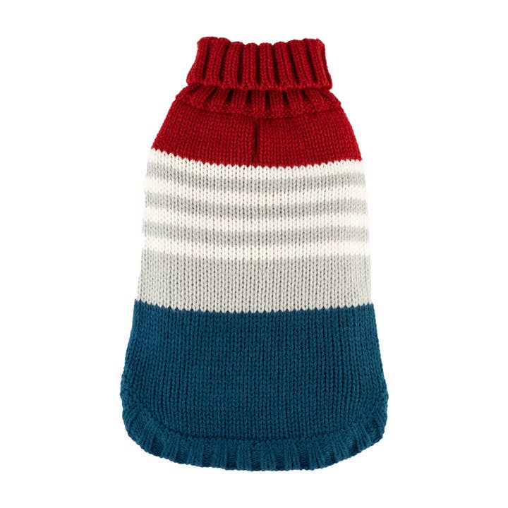 COLOR BLOCK SWEATER - RED/BLUE for wholesale by Barker's Bowtique