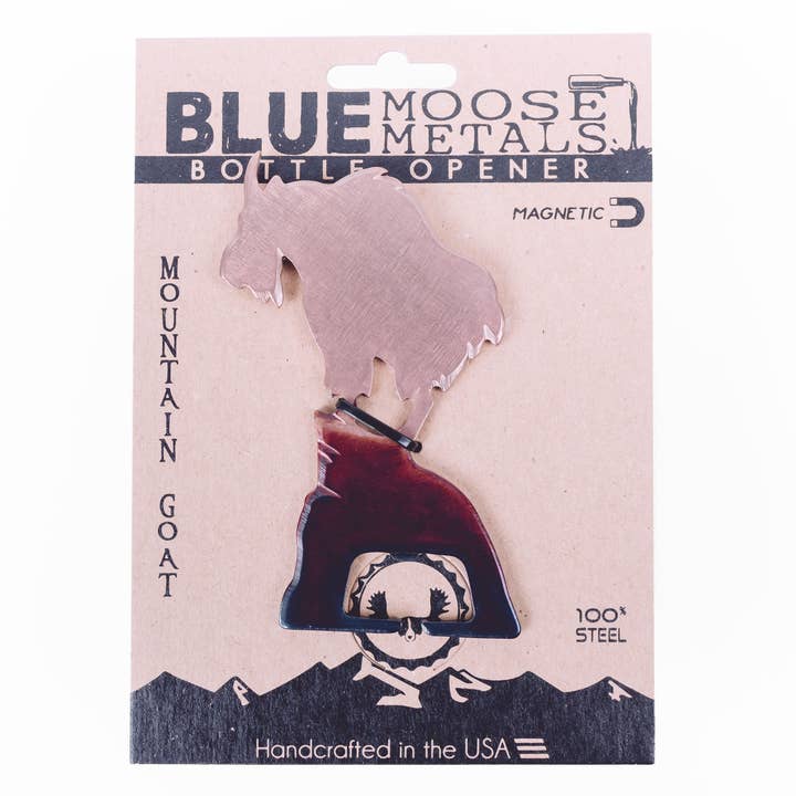 Mountain Goat Magnetic Bottle Opener for wholesale by Blue Moose Metals