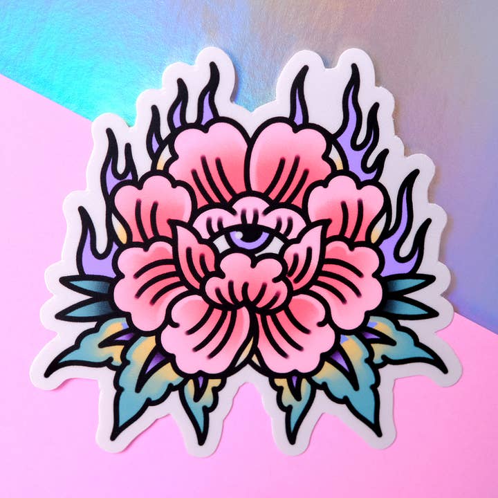 Vortex Souvenir - Wholesale Sticker - Flower Tattoo Flash Inspired Sticker