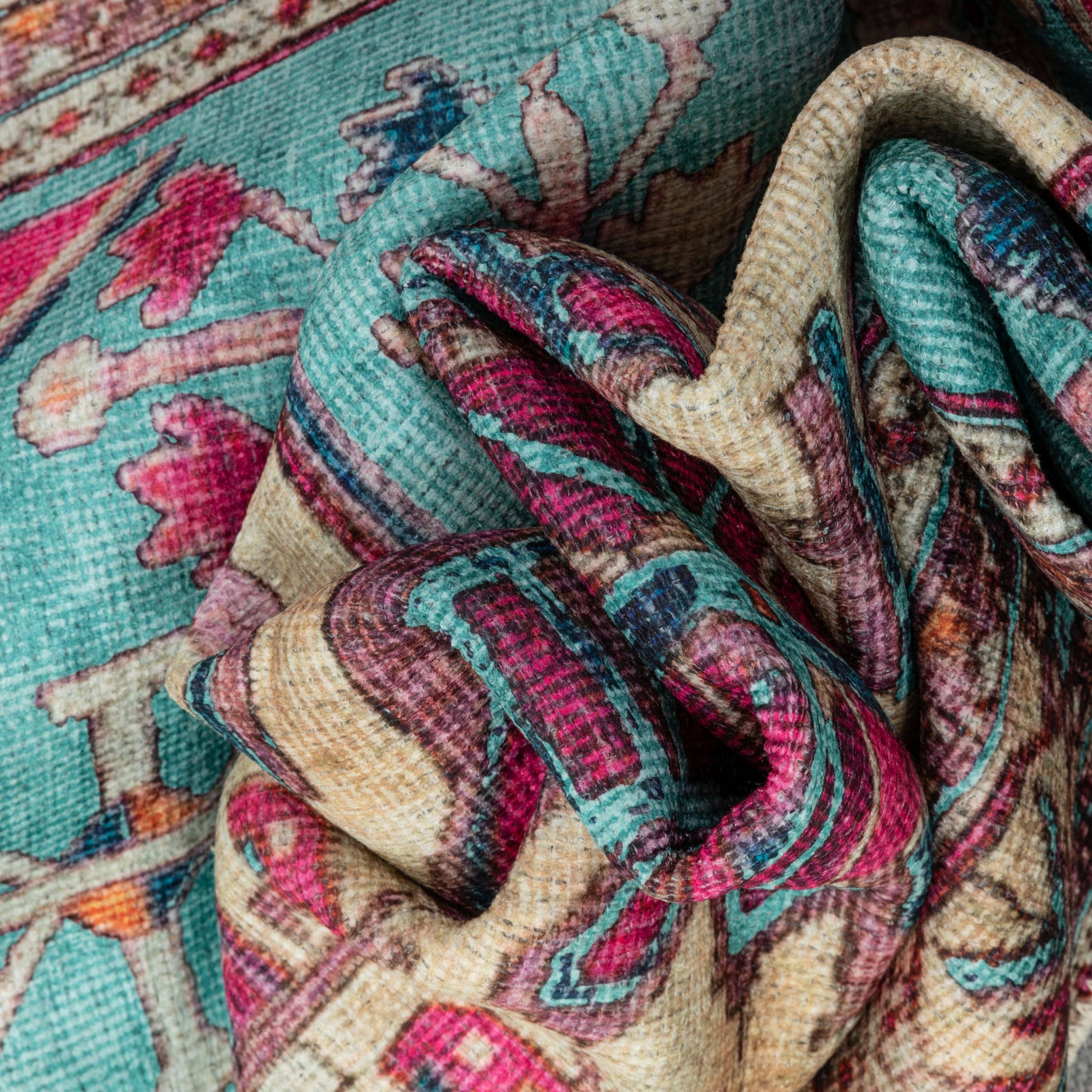 Well Woven – Tapete por atacado – Máquina Shasta Vintage Medalhão Boémio Pérsian Blush Turquesa Turquesa Tapete Distressed2