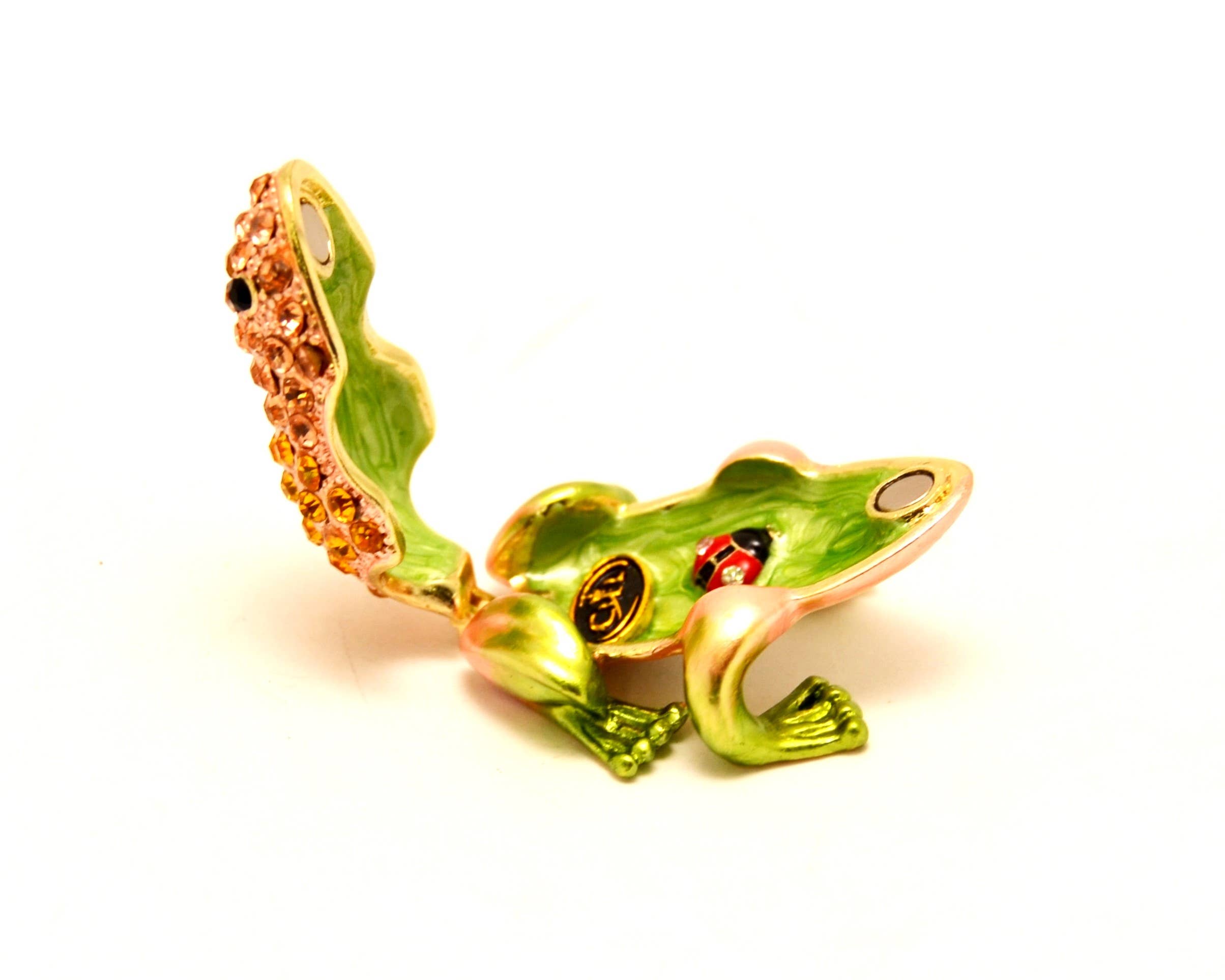 Ciel Collectables - Wholesale Jewelry Box/Organizer - Small Frog Trinket Box. Hand Set Green Swarovski Crystals10
