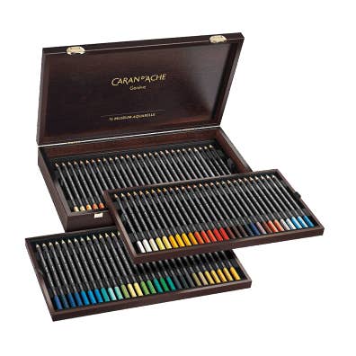 Wooden Box of 76 Aquarelle Colored Pencils for wholesale by Caran d'Ache
