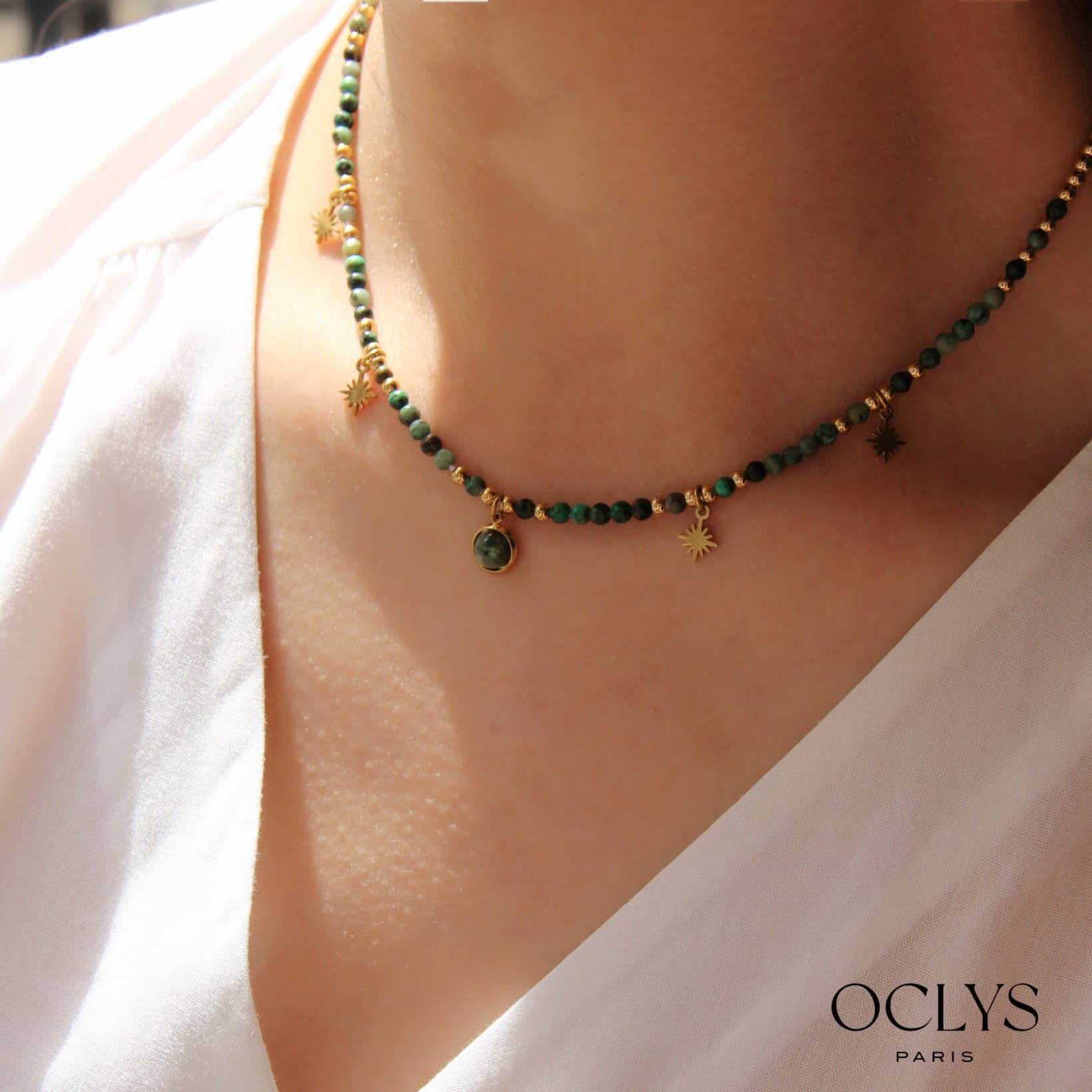 Oclys - Wholesale Beaded/Pearl Necklace - Stainless steel necklace and Cici stones2