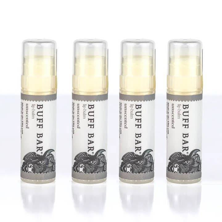 Unscented Bison Tallow Lip Balm 4-Pack, 0.25oz tubes for wholesale by Big Crazy Buffalo