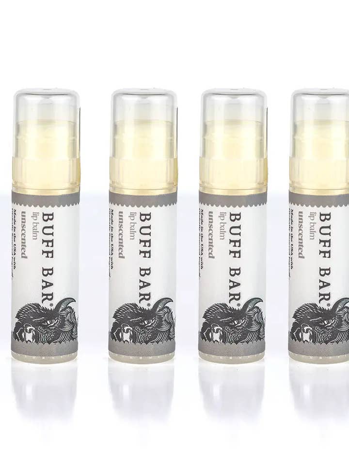 Unscented Bison Tallow Lip Balm 4-Pack, 0.25oz tubes for wholesale by Big Crazy Buffalo