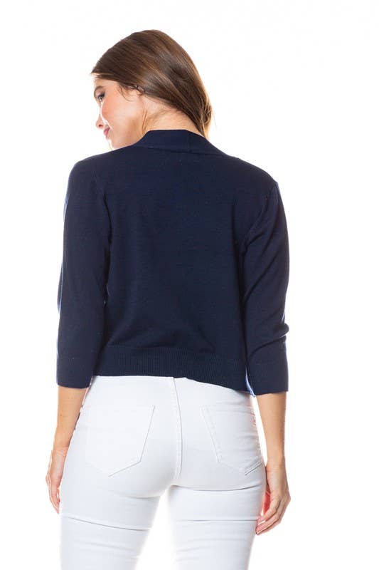 Newself Collection - Vente Cardigan – femme - Cardigan basique manches 3/4 ouvert devant léger16