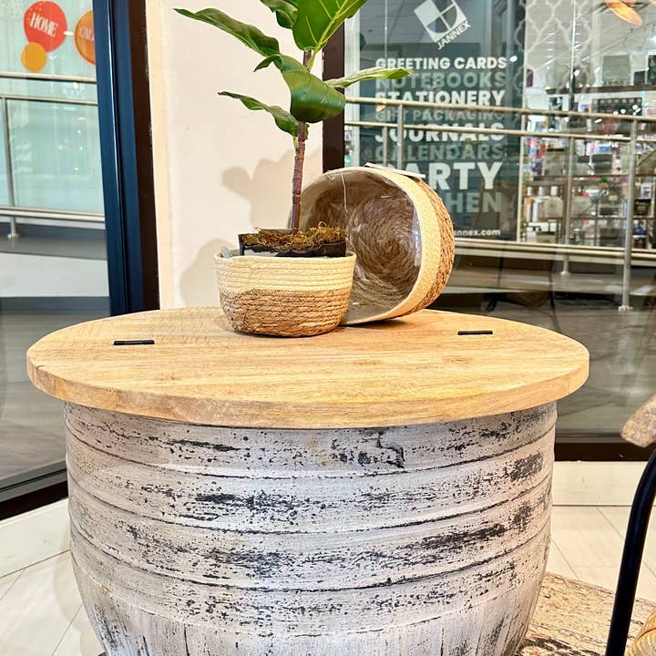 Trommelstrijkijzer, salontafel met opbergruimte, witgewassen voor wholesale door NACH