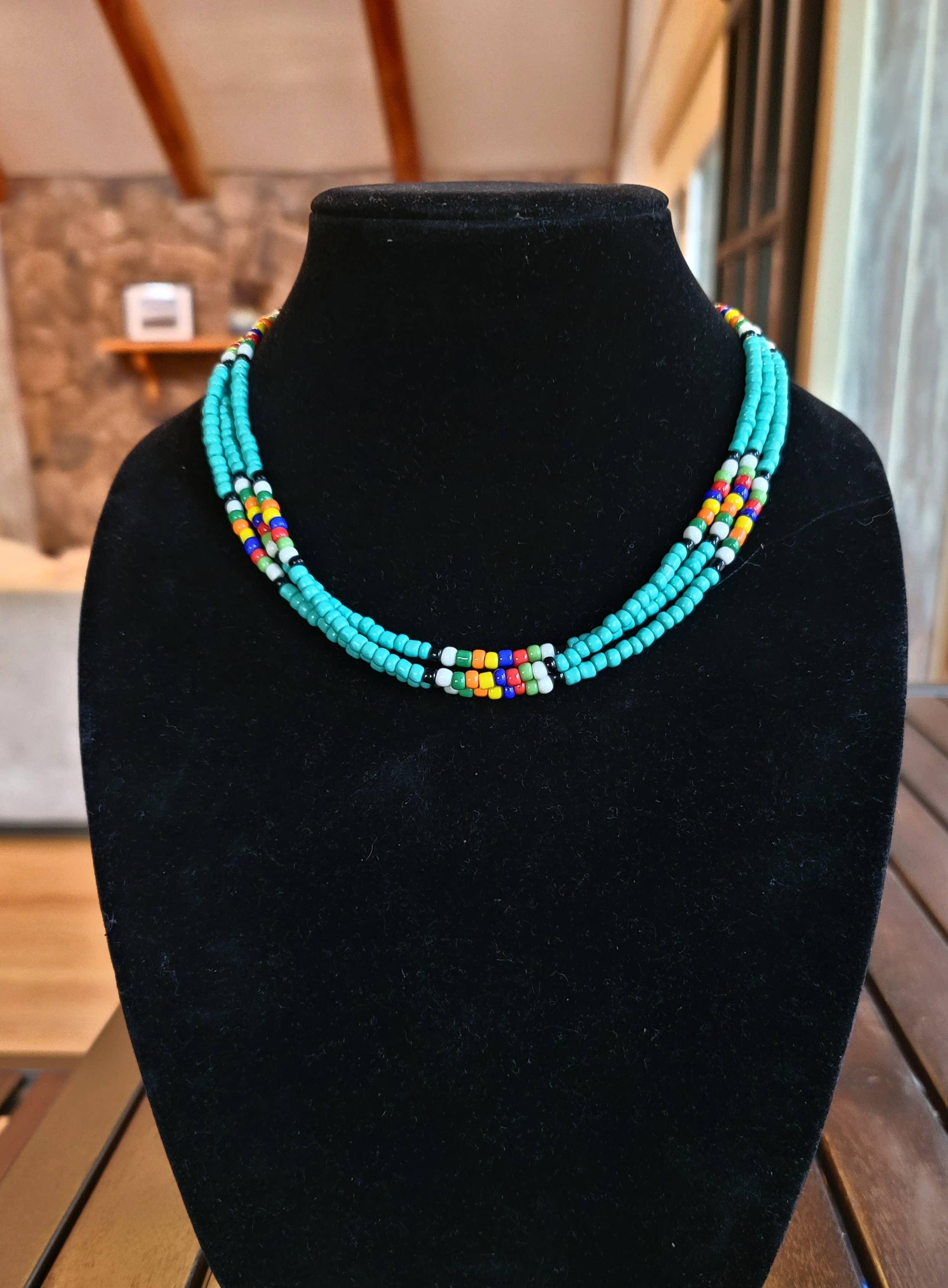 Horse Spirit Studio - Wholesale Choker/Collar - Native Southwestern handmade Turquoise glass bead choker1