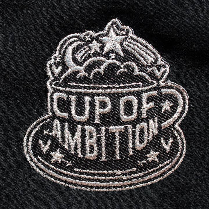 Cup of Ambition Embroidered Patch - Black for wholesale by Rootin' Tootin' Tees