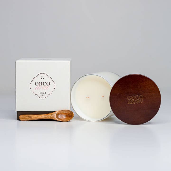 Island Girl Scented Coco La Vie Massage Candle for wholesale by Coco La Vie Home Fragrance + Apothecary