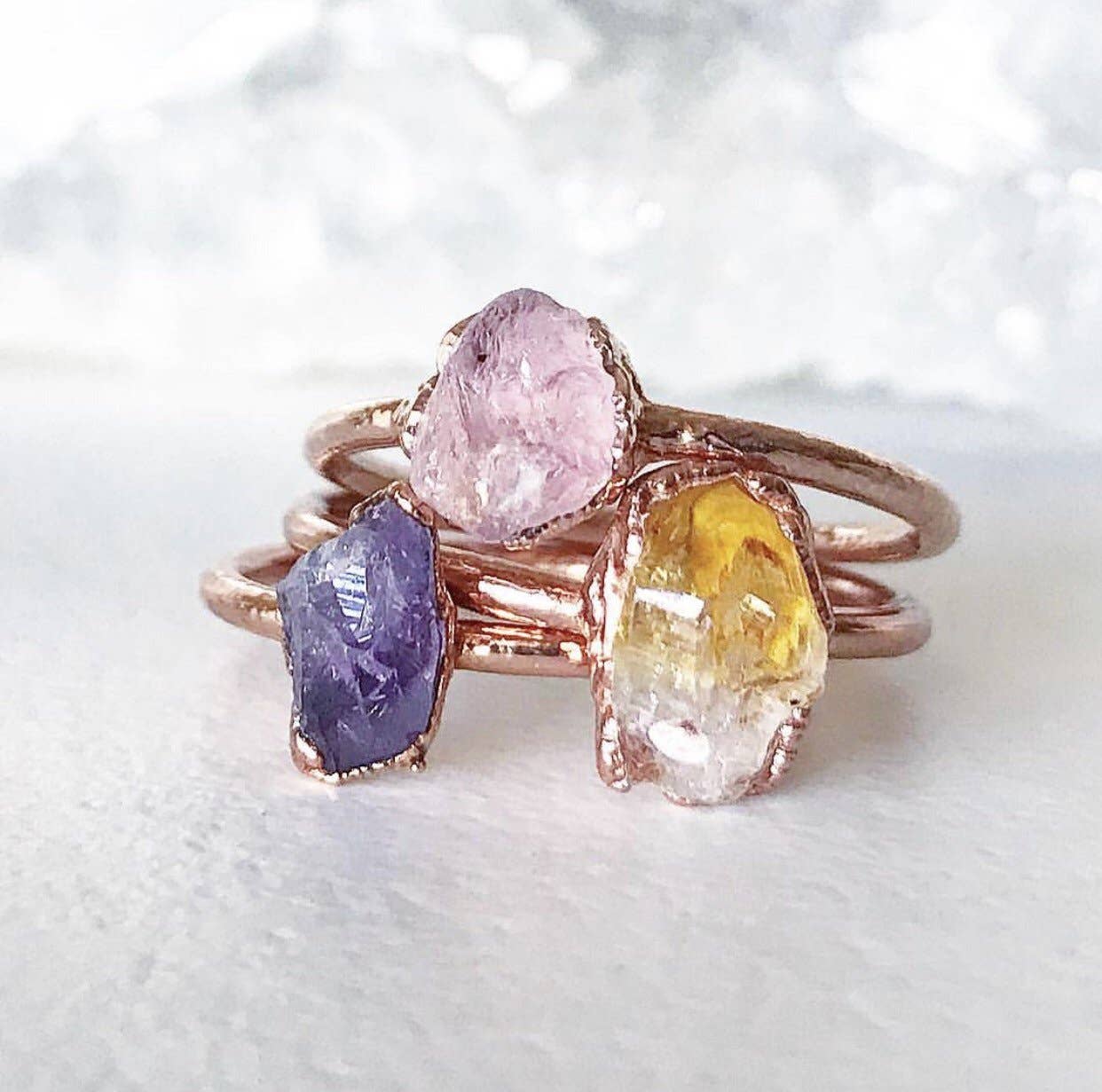 Buddha Blossom Jewels - Wholesale Single Stone/Solitaire Ring - Tiny Raw Amethyst Stacking Ring1