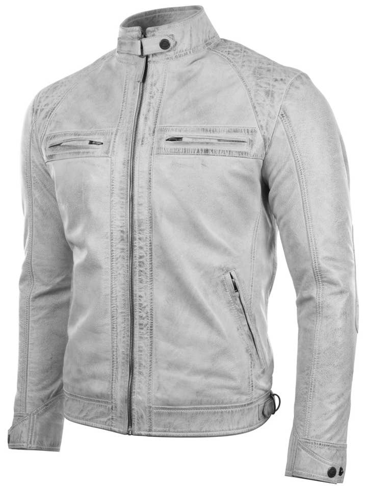 Aviatrix – Großhandel Lederjacke – Herren – 44T9 Bikerjacke für Herren - Dirty White