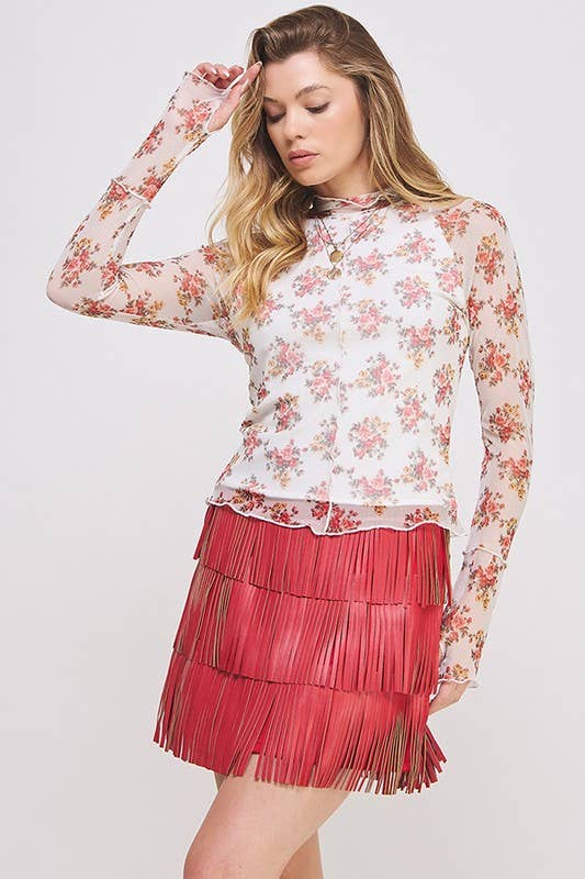 JADE BY JANE - Wholesale Skirt - Women's - PLUS SIZE Western Faux Leather Fringe Mini Skirt8